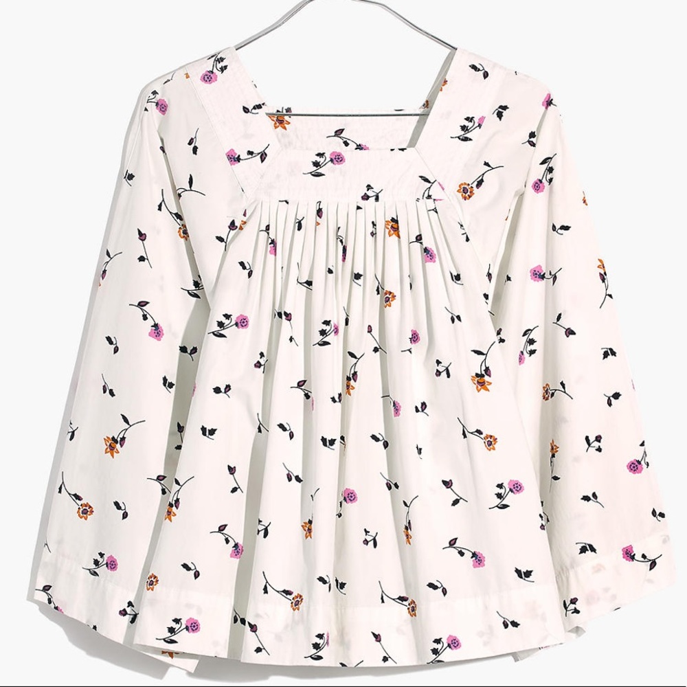 NWT Madewell White Floral Peasant Blouse